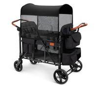 ZTDM Poussette tout terrain pour 4 enfants, chariot tout-terrain avec auvent, organisateur pour parents, sac à bandoulière, guidon réglable, support de téléphone, siège haut et harnais 5 points,