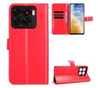 ZTE Blade A56 4G Coque [Étui Portefeuille] [Fonction Support] [Slots pour Cartes] [Couverture à Rabat Magnétique] Compatible avec Le Smartphone ZTE Blade A56 4G(Rouge)