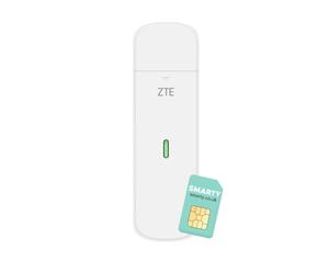 ZTE MF833 Dongle USB CAT4/4G débloqué à Faible coût, 150 Mbps, Configuration multibande, avec Une Garantie de 2 Ans et Une Carte SIM Intelligente Gratuite - Blanc