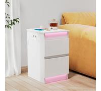 Ztexkee Brillant Table de Chevet avec Prise et Bande Lumineuse LED, Table de Chevet Grande Table d'appoint avec 2 tiroirs et Compartiment de Rangement Secret pour Chambre, Salon, Blanc