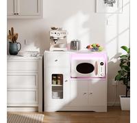 Ztexkee Meuble Cuisine Buffet avec Prise et Grille pour Micro-Ondes Armoire de Cuisine avec 1 tiroir 2 armoires et étagère Meuble Micro-Ondes Buffet 83x40x80cm pour Salle à Manger, Salon Blanc