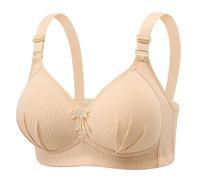 ZTFYKLIN Brassière Soutien Gorge sans Armature The New Large Size Bra Gathered Without Ring Thin Lifting Breast Up Support Middle Mother Back Underwear Ladies (Beige, 46) Blanc Bandeau Forte