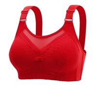 ZTFYKLIN Brassiere Sport Femme Maintien Fort Soutiens-Gorge The New Large Size Without Ring Back Bra Underwear Comfortable Breathable Sexy Lace Side Adjustable (Red, 80) Soutien-Gorge sans