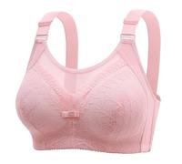 ZTFYKLIN Brassiere Sport Femme Maintien Fort Soutiens-Gorge The New Large Size Without Ring Back Bra Underwear Comfortable Breathable Sexy Lace Side Adjustable (Pink, 95) Soutien Gorge Blanc