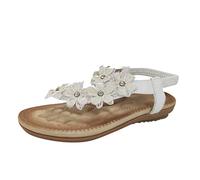 ZTFYKLIN Chaussures De Plage Femme Pied Large Fleur Accessoires Flops Talon Été Femmes Sandales À Bascule Pour Plates (White, 39) Black Low Heels For Women Chaussure Entre Doigt Ete Sandale