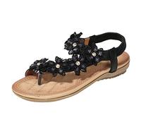 ZTFYKLIN Chaussures De Plage Femme Pied Large Fleur Accessoires Flops Talon Été Femmes Sandales À Bascule Pour Plates (Black, 37) Black Low Heels For Women Chaussure Ete Confortable Beige Shoes