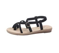 ZTFYKLIN Claquettes Femme Pour Plage Et Ville Chaussures De Sandales D'Été Sauvages Femmes Romaines (Black, 38) Black Party Shoes Women Chaussure Été 42Eu Large Strappy Sandals D Ergonomique