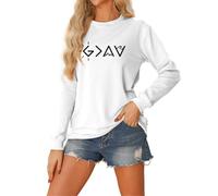 ZTFYKLIN Dieu est Plus Que Les Hauts et Les Bas Sweatshirt Femme Manches Longues Pulls Hauts Pull Multicolore (White, XXL)