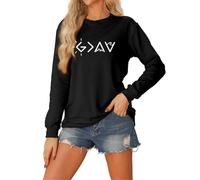 ZTFYKLIN Dieu est Plus Que Les Hauts et Les Bas Sweatshirt Femme Manches Longues Pulls Hauts Pull Multicolore (Black, S)