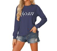 ZTFYKLIN Dieu est Plus Que Les Hauts et Les Bas Sweatshirt Femme Manches Longues Pulls Hauts Veste Polaire Capuche (Navy, XL)