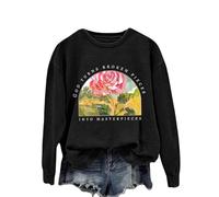 ZTFYKLIN Dieu transforme Les Morceaux brisés en Chefs-d'œuvre. à Capuche décontracté à épaules dénudées et imprimé Lettre pour Femme Pulls Noirs pour Femmes Zippés (Black, XXL)