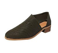 ZTFYKLIN Espadrilles À Talon Compensé En Cuir Chaussures Bottes Basses Fermeture Glissière Creuses Décontractées De Cheville Découpe Femmes Sandales Pour (Army Green, 39) Closed Toe Sandals For