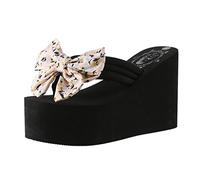 ZTFYKLIN Femme Mode Orthopédique Femmes Chaussures Compensées Semelle Épaisse Tongs Léger Un Pied Pente Talon Plage (Black, 40) Chaussure Confort Escarpins Piscine De Flipflop Douche Sandale