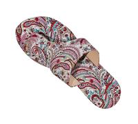 ZTFYKLIN Femme Mode Orthopédique Sandales Et Pantoufles De Style Ethnique Pour Femmes, Grande Taille, Nouvelle D'Été, Semelle Plate Imprimée, Ensemble Romain (Red, 38) Claquette Sandale Plage