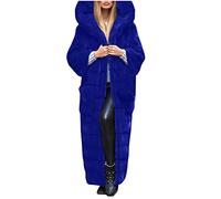 ZTFYKLIN Femmes Grande Taille Faux Manteau En Peluche À Manches Longues Corps Plus Chaud Fausse Fourrure Veste Capuche Casual Vêtements D'Extérieur Legging Polaire Hiver (Blue, M) Femme Noir