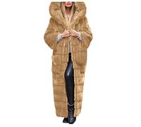 ZTFYKLIN Femmes Grande Taille Faux Manteau En Peluche À Manches Longues Corps Plus Chaud Fausse Fourrure Veste Capuche Casual Vêtements D'Extérieur Legging Polaire Hiver (Khaki, Xl) Manteaux