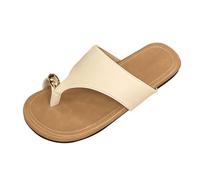 ZTFYKLIN Femmes Tongs Mode Sandales Women's New Flat Bottom Beach Set Toe Sandals Slippers Summer Outside The Fashionable Leisure and Versatile Soft (White, 36) Chaussure D'Été Claquette De
