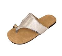 ZTFYKLIN Femmes Tongs Mode Sandales Women'S New Flat Bottom Beach Set Toe Sandals Slippers Summer Outside The Fashionable Leisure And Versatile Soft (Silver, 40) Sandale Orthopedique Claquette