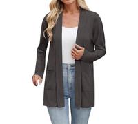 ZTFYKLIN Gilet Femme Chic Et Elégant Veste Manches Longues Décontracté Cardigan Femmes Été Léger Gilets Long et Col en V avec Poches Cardigans Conforts Respirant Vêtements Casual pour Femme