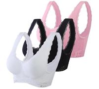ZTFYKLIN Lot de 3 Soutien Gorge san Armature Femme Brassière Femmes Dentelle Soutien-Gorge Grandes Tailles Couleurs Pures Lingerie Sport Bralette Mode Classique de Base Bra Confort Respirantsles