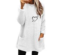 ZTFYKLIN Manteau d'hiver pour Femme, Veste Ample en Laine, Pull à Manches Longues avec Poches Gilet Portefeuille (White, XL)