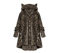 ZTFYKLIN Manteau En Velours Pour Femme, Capuche Avec Oreilles De Chat, Patchwork Solide, Boutons, Automne-Hiver, Peluche Plaid Couverture Polaire (Bronze, Xl) Manteaux Et Blousons Chaud Femme