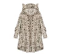 ZTFYKLIN Manteau En Velours Pour Femme, Capuche Avec Oreilles De Chat, Patchwork Solide, Boutons, Automne-Hiver, Peluche Plaid Couverture Polaire (Beige, Xxxxl) Femme Hiver Chic Chaud Doudoune