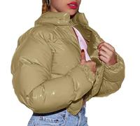 ZTFYKLIN Pardessus Femme Col Montant Magnifique Hiver Manches Longues Couleur Unie Cardigan Double Manteau Court Veste Ensemble Polaire (Khaki, Xl) Grande Taille Long Blouson Blanc Bleu Marine