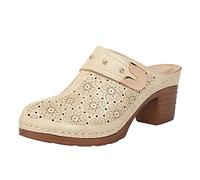 ZTFYKLIN Sabots Mules Femme Daim Liège Creuses Brodées Antiques À Talons Hauts pour Femmes (A, 42) Mule Confortable Sabot Chausson Talon Cuir Leopard Orthopédiques Confort Ete Espadrilles