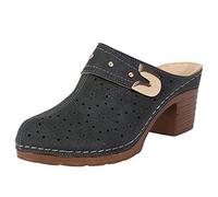 ZTFYKLIN Sabots Mules Femme Daim Liège Creuses Brodées Antiques À Talons Hauts pour Femmes (Black, 37) Sabot Jardin Chaussures Confortable Chaussons Rose Été Mule Pantoufle A Talon Ete