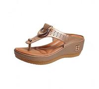 ZTFYKLIN Sandales avec Soutien De Voûte Plage Compensées pour Femmes Thong Platform Pantoufles (Rose Gold, 43) Chaussures Femme Confort Sandale Confortable Tongue Chaussure D'Été Ete