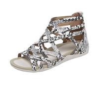 ZTFYKLIN Sandales En Cuir Pour Femmes Femmes, Printemps, Été Et Automne, Légères Confortables, Avec Brides Creuses Fermeture Éclair À L'Arrière, Style Romain Décontracté (Camouflage, 43) Femme