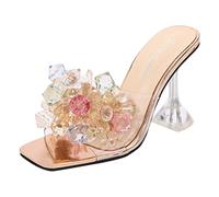 ZTFYKLIN Sandales Femme Avec Talon Compensé Confort Femmes On Flat Sandals Casual Strap Open Toe Slide (Gold, 42) Talons De Heels Chaussure Orthopédique Sandalette Doree Été Compensées Sandale