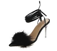 ZTFYKLIN Sandales Femme Confortables Avec Talon Chic Summer Super Sexy Straps High Sandals Spring And Pointed Women Fashion À Talons En Peluche Pour Femmes (Black, 40) Chaussures Heels Sandale