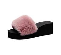 ZTFYKLIN Sandales Femme Cuir Intérieur Extérieur Femmes -On Open Toe Warm Winter Slipper Shoes (Pink, 38) Chaussures Talon Compensé Chaussons Ete Claquettes Mule Doré Marron Nue Pied Remonte