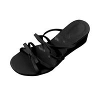 ZTFYKLIN Sandales Femme Étalon Confortable À Nœud Pour Femmes, Chaussures D'Été D'Extérieur, Nouvelle 2026, Style Féerique, Talon Incliné, Talons Hauts (Black, 40) Claquettes De Plage Adaptées