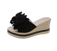 ZTFYKLIN Sandales Femme Étalon Confortable Été Femmes Talon Compensé Haut Semelle Épaisse Arc Léger Décontracté (Black, 39) Mule Compensées Chaussure Orthopédique Mules Petit Chausson Paillettes