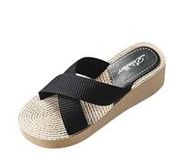 ZTFYKLIN Sandales Femme Étalon Confortable Talon Compensé Décontracté Plage Haute Couture Pantoufles Été Printemps Pantoufle (Black, 40) Sandale Orthopedique Mules Espadrilles Chaussons