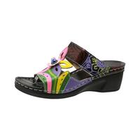 ZTFYKLIN Sandales Femme Étalon D'Été Plates Et Décontractées Pour Femmes, Chaussures De Plage, Pantoufles Orthopédiques, Tongs Orthopédiques Avec Soutien La Voûte Plantaire (Black, 36) Sandale A