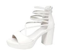 ZTFYKLIN Sandales Femme Été À Talon Aiguille Robe Élégante De Style Français, Semelles Épaisses Romain. (White, 40) Chaussure Confortables Chaussures Compensées Confort Petit Transparent