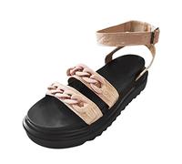 ZTFYKLIN Sandales Femme Été Bouton Femmes Toe Chaussures Strap Plate- Zip Sandale Ouvertes Bottes Courtes Blanches Pour De Randonnée Confortable Chaussure Cuir Tongue Dorees Infirmiere Marche