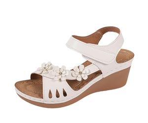 ZTFYKLIN Sandales Femme Été Compensées Pour Femmes, Chaussures D'Été 2026 À Talons Fleuris, Classiques, Bout Ouvert, Avec Bride La Cheville, Confortables Chaussure Flamme Entre Doigts Sandale
