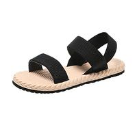 ZTFYKLIN Sandales Femme Été Dames Couleur Unie Sangles Élastiques Fond Plat Extérieur Lin Chaussures Romaines Grande Taille Violettes Pour Femmes Talons Et Escarpins Entre Doigts Nue Pied Ete