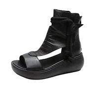 ZTFYKLIN Sandales Femmes Confortable D'Été Pour À Talon Compensé Et Fermeture Glissière Bout Ouvert Bottine Bleu Femme Randonnée Été Sandale Sport Confort Mules Chaussures Pieds Larges Entre