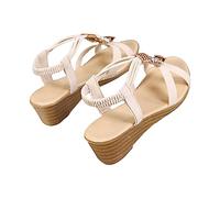 ZTFYKLIN Sandales Plates Femme Dames Plat Bohème 2026 Nouvel Été Perlées Anti Glissement De Terrain Et Bout Ouvert Pantoufles Sable Compensées Chaussures Mules Pour Femmes Chaussure Confortable