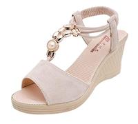 ZTFYKLIN Sandales Plates Femme Dames Romaines Casual Femmes Perles Chaussures Cordes Pour Chaussure Soft Original De Marche Randonnée Sandalette Et Mules Orthopedic Sandals Tongue Sandale