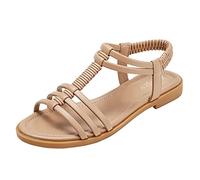 ZTFYKLIN Sandales Plates Femme Printemps Été Femmes Plat Bout Ouvert Sangle Respirant Et Confortable Solide Élastique Sans Lacet Romain Noires Pour Chaussure Ete Chic Randonnée Sandale Sport