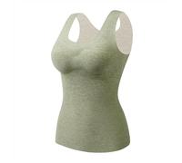 ZTFYKLIN Soutien Gorge Femme Sans Armature Débardeur Thermique Manches Pour Femmes, Sous-Vêtements Doublés Polaire Temps Froid, Camisole Chaude, Couche De Base, Gilet, Lingerie (Green, L) Coton