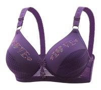 ZTFYKLIN Soutien Gorge Femme sans Armature Middle and Elderly Bra Without Ring Through The Cup Gathered Large Size Honeycomb Breathable Thin Mom Underwear Female (Purple, 38) Bralette Sport