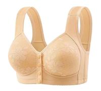 ZTFYKLIN Soutien Gorge Femme sans Armature New Breathable Hole Cup Front Mother Underwear Summer Gathering Back Without Ring Adjustment Large Size Bra (Beige, 100) Blanc Brassiere Wireless Push